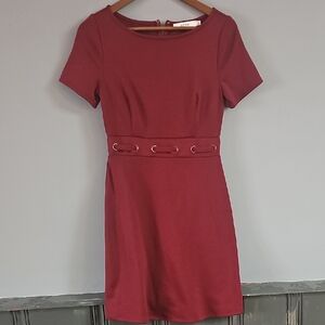 JustFab Burgundy Mini Dress with Belt Detail